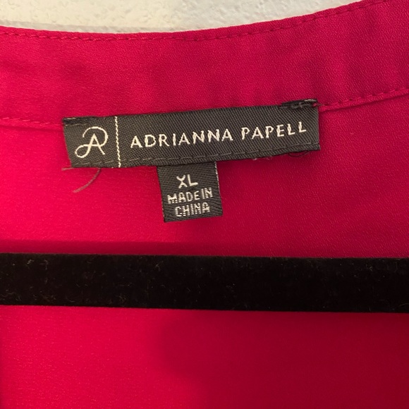 Adrianna Papell Solid Vivid Pink V Neck Blouse - Picture 5 of 7